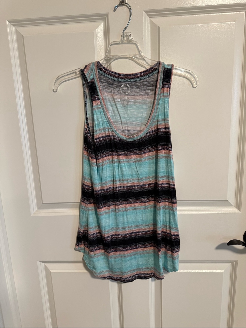 Maurices Striped Tank Top in Aqua, Black & Pink